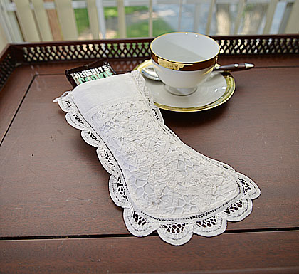 Small Battenburg Lace Stocking. All Lace Style. 4"x9"